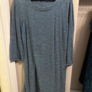Talbots Navy striped Classic T-shirt Dress, L - Soft & Comfortable
